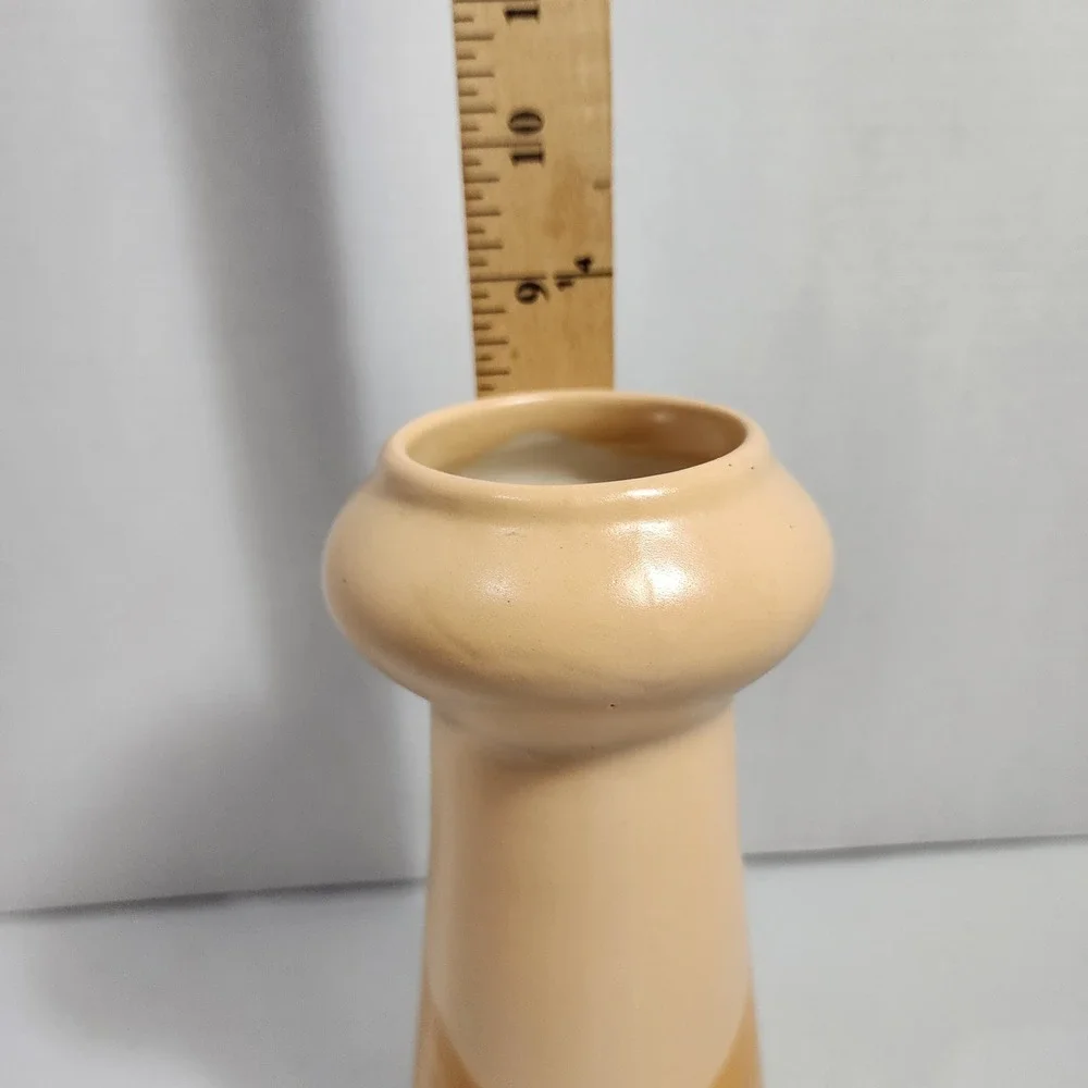 VTG Tradewinds Bay Ceramic Vase Two Tone Tan Beige MCM Decor 9.25 Inch